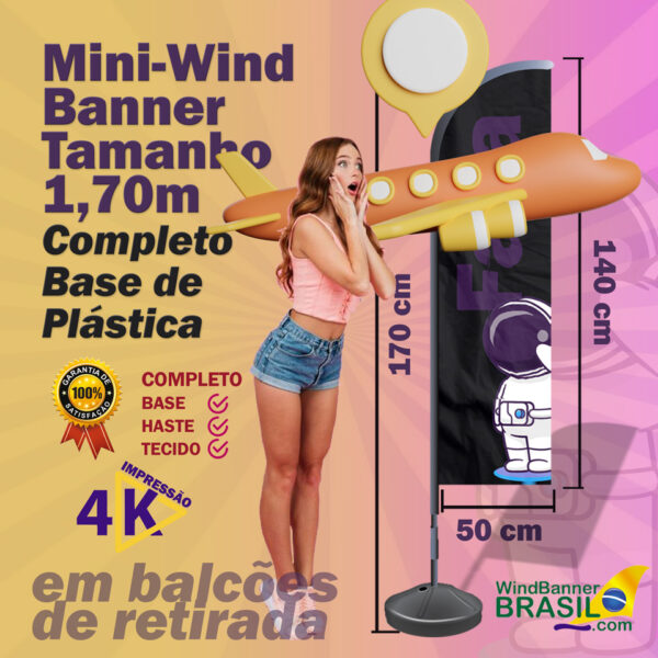 MINI Wind Banner com a base Plástica para todo Brasil
