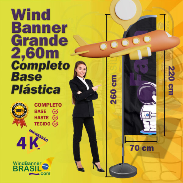 Combo Wind Banner Grande com a base Plástica para todo Brasil