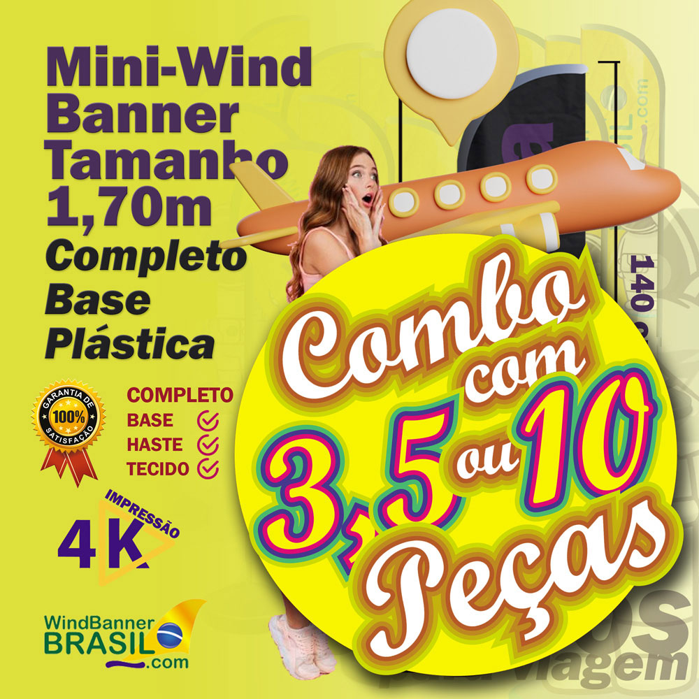 Combos 3, 5 E 10 Wind Banners Mini Completo Personalizado